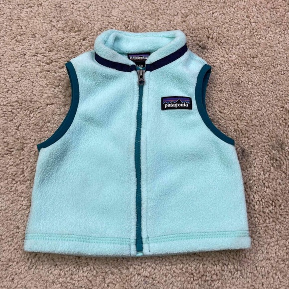 Patagonia Synchilla Baby Full Zip Size 3-6 Month light blue Fleece Vest - Picture 5 of 10